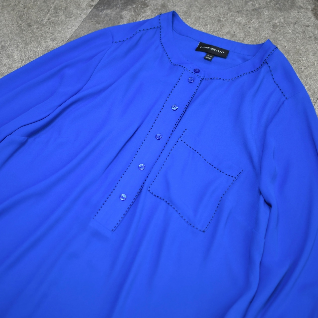 stitch design band collar pullover shirt
