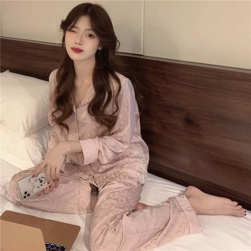 レオパードルームウェア 長袖 パンツセット 上下セット リラックス ホームウェア 部屋着 パジャマ 可愛い ゆったり 快適 レディース 人気 安い 韓国ファッション 2211 Sinsakumall