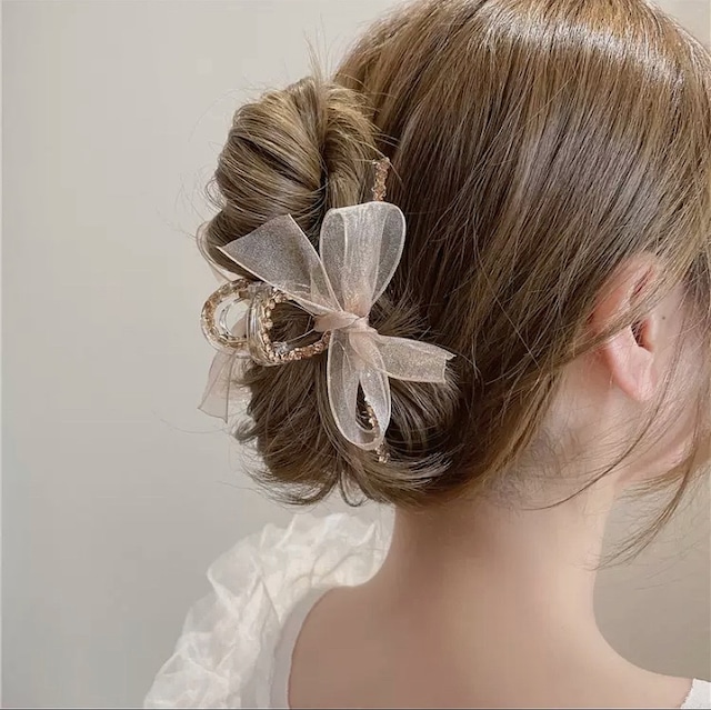 tulle ribbon hair clip 2color
