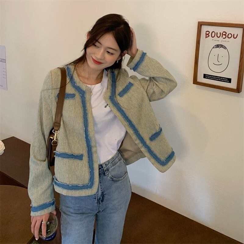 オータムスタイルスタンダードカラーショートジャケット レトロ 秋物 モンロー20500117030