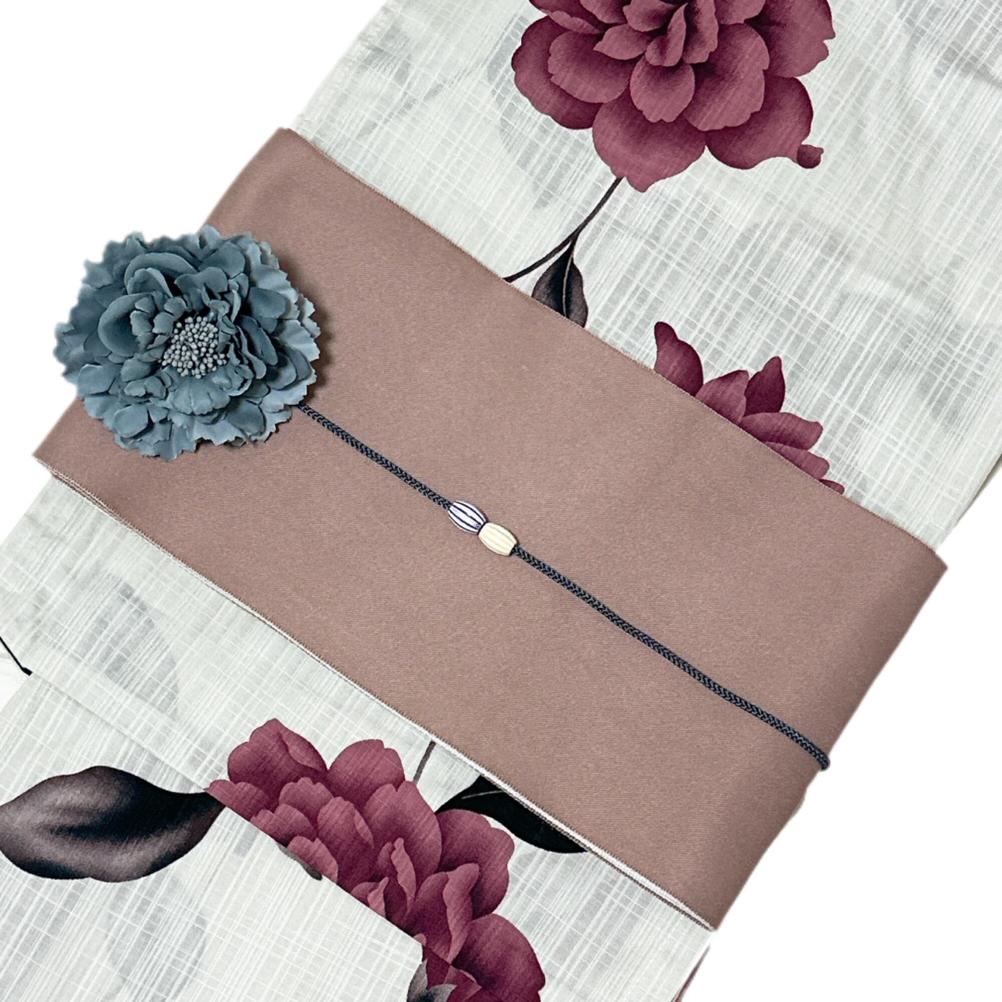 浴衣ジェンヌ 浴衣5点セット 生成りにくすみピンクのダリア 大人浴衣