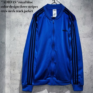 "ADIDAS"royal blue color design three stripes crew neck track jacket