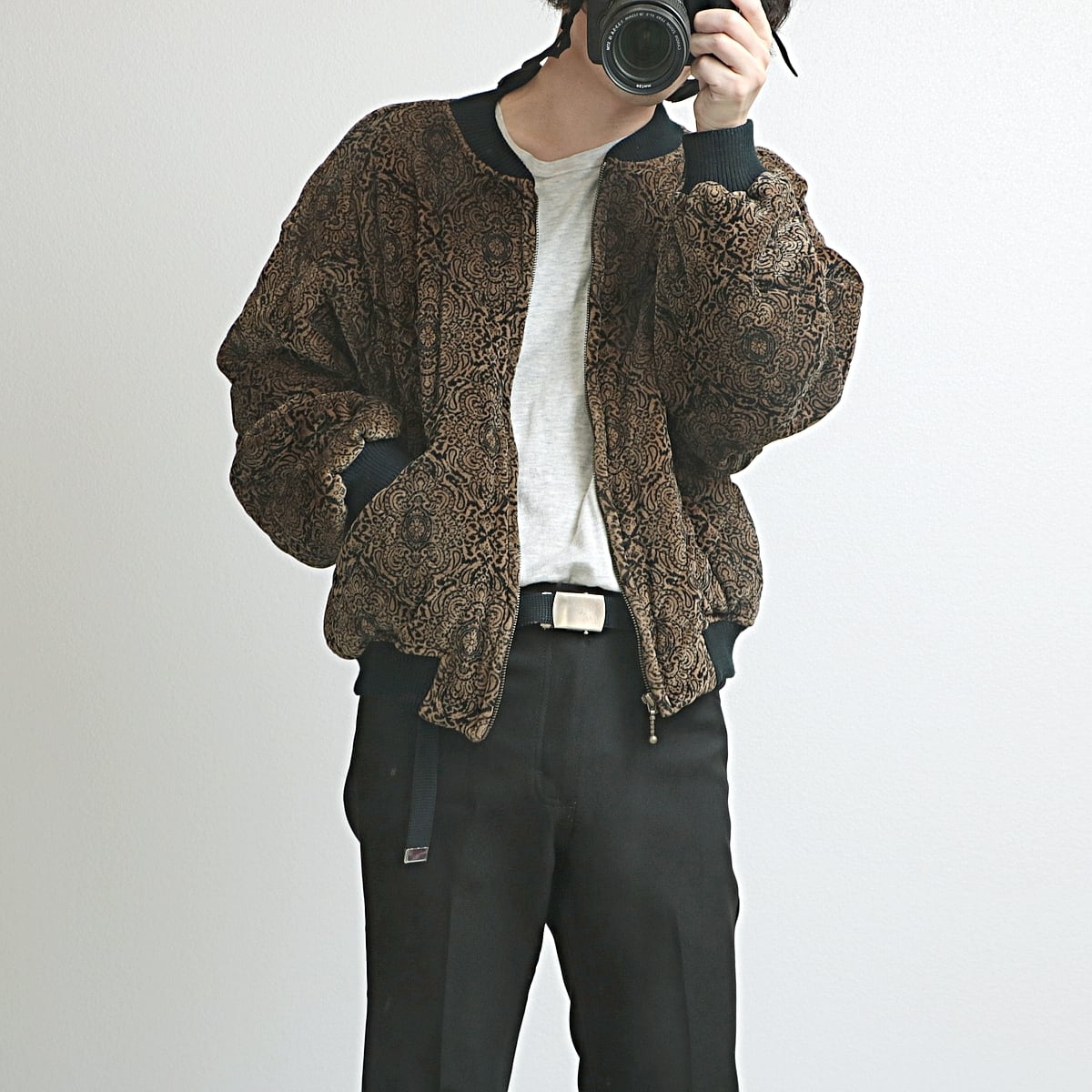 90s Liz sport (Liz Claiborne) ダマスク調 総柄 ブルゾン フルジップ ジャケット 古着 used