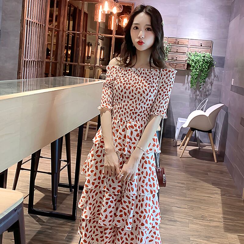 【新作】【送料無料】 黒/赤2019夏妊娠中の女性のドレスストレッチスラッシュネック半袖の葉プリントエンパイアマタニティドレススウィート ショート レッド ブラック ハーフスリーブ 大人ガーリー キュート カジュアル サマー 夏物 AL expec368994271782