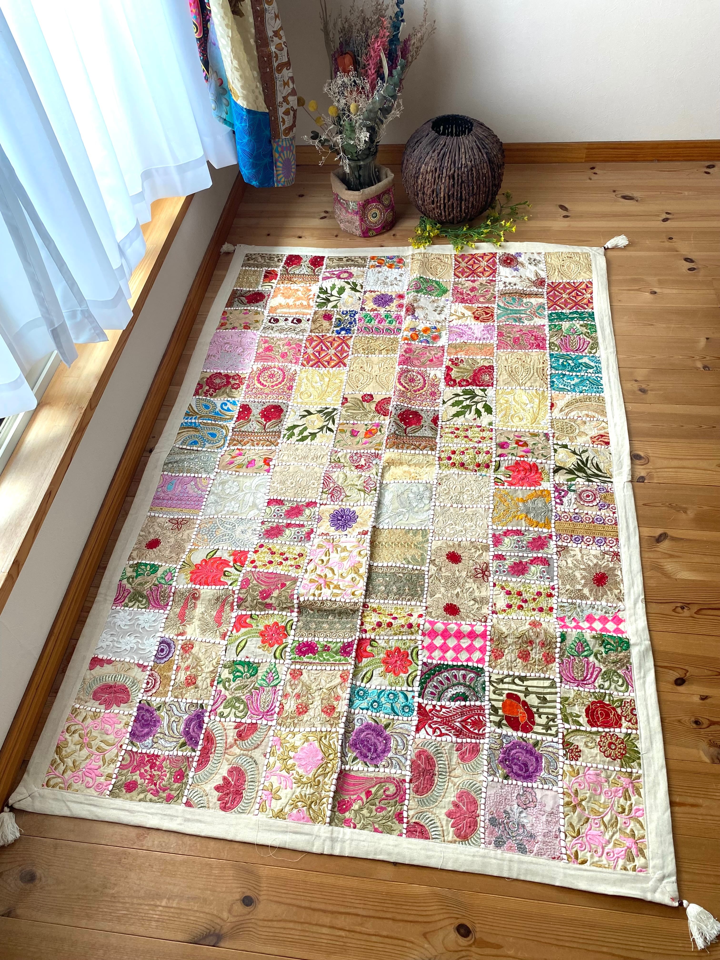 さ様専用✨ホワイト ヴィンテージサリーパッチワークカーテン レア