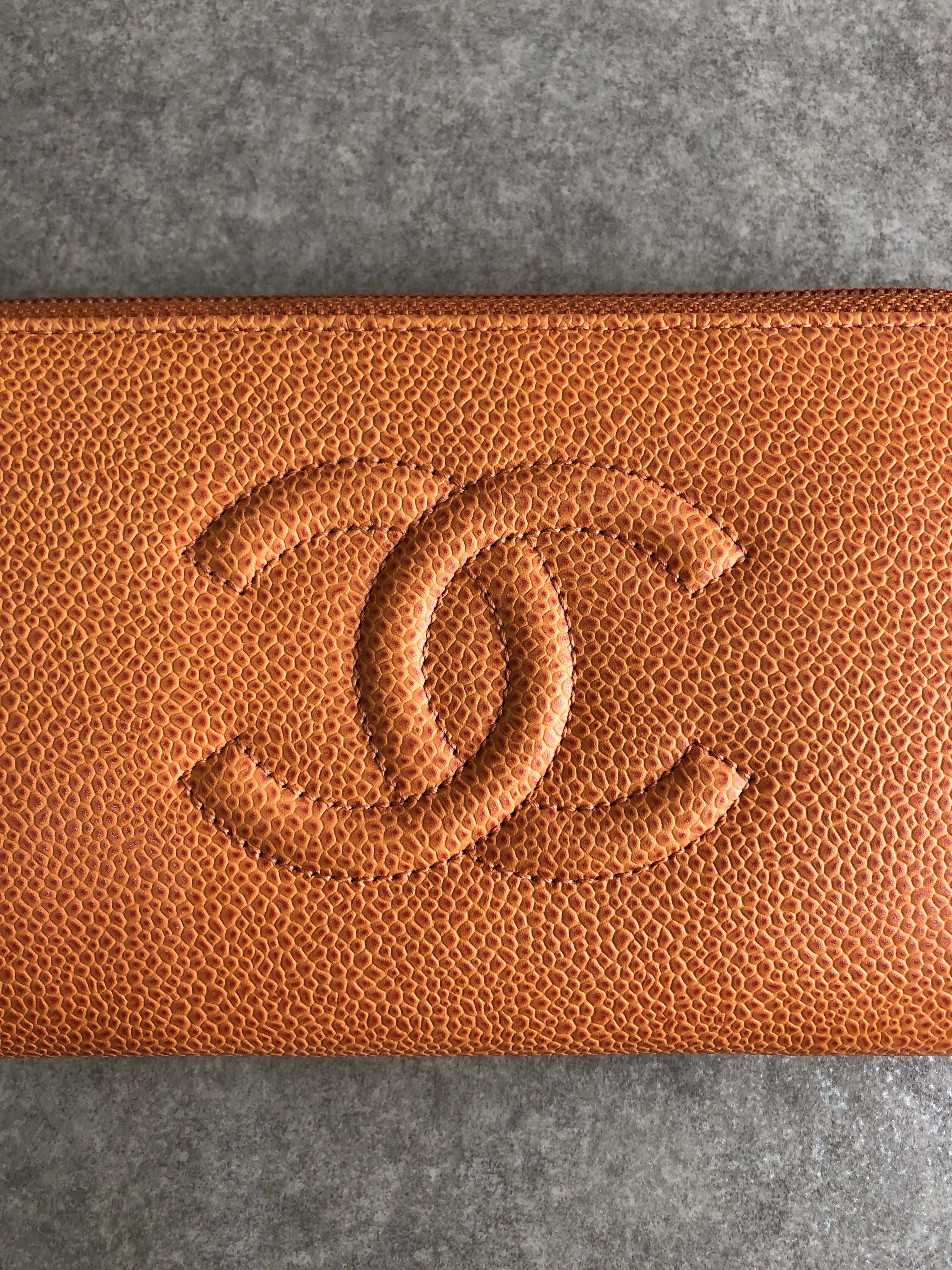 CHANEL シャネル 財布 ブラウン ココマーク レザー キャビアスキン 長