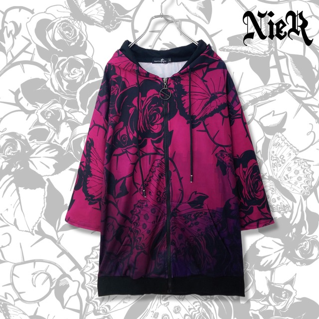 PURPLE BUTTERFLY×ROSE ZIP OUTER【7分袖】