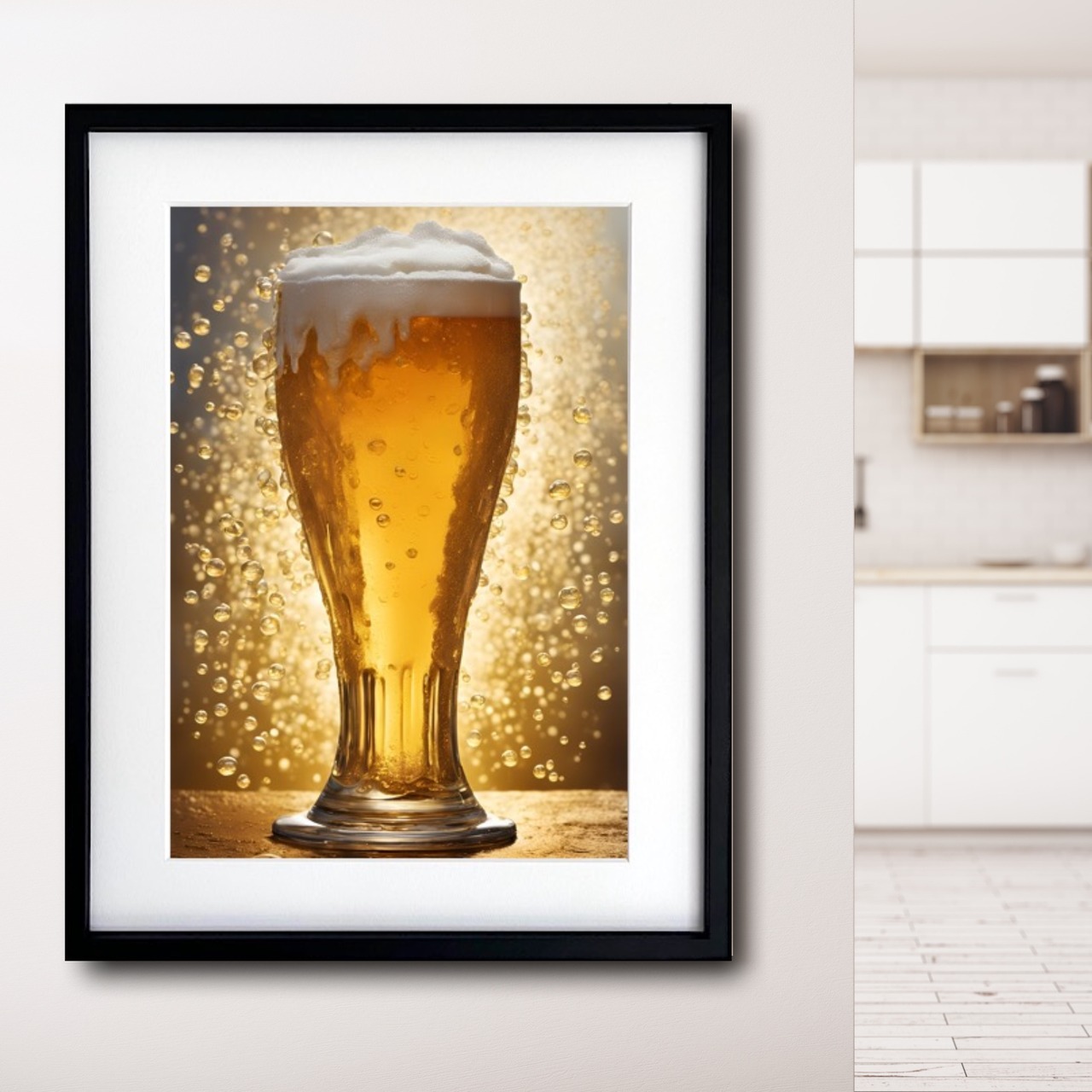 至福の一杯｜ビールを魅惑的に描いたコンテンポラリーアートポスター｜空間を華やかにする一枚｜飲食店やキッチンにも最適｜A4ポスター