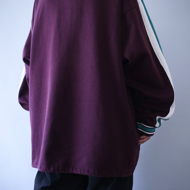 "STARTER " sleeve line design embroidery logo over silhouette sweat parka