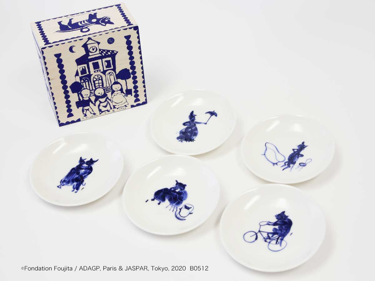 藤田嗣治関連グッズ 小皿5枚セット（お買い上げの方にポストカード 