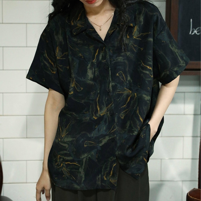 Abstract brush open shirt　V3050