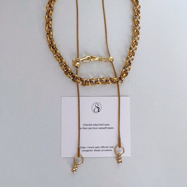 freely double chain necklace -GOLD-