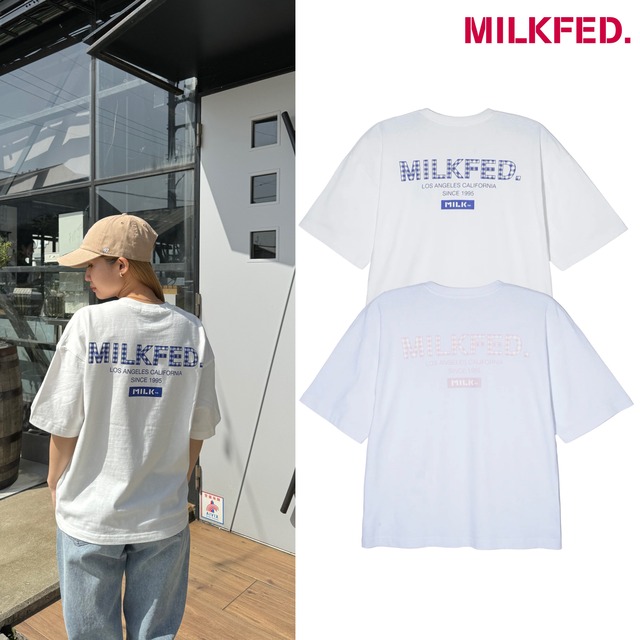 【MILKFED. 】CHECKERED LOGO WIDE S/S TEE【ミルクフェド】