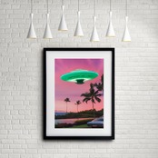 UFO travel｜旅するUFOを描いたユニークで神秘的なアートポスター｜北欧モダンや遊び心ある空間に映える一枚｜日本製A2ポスター