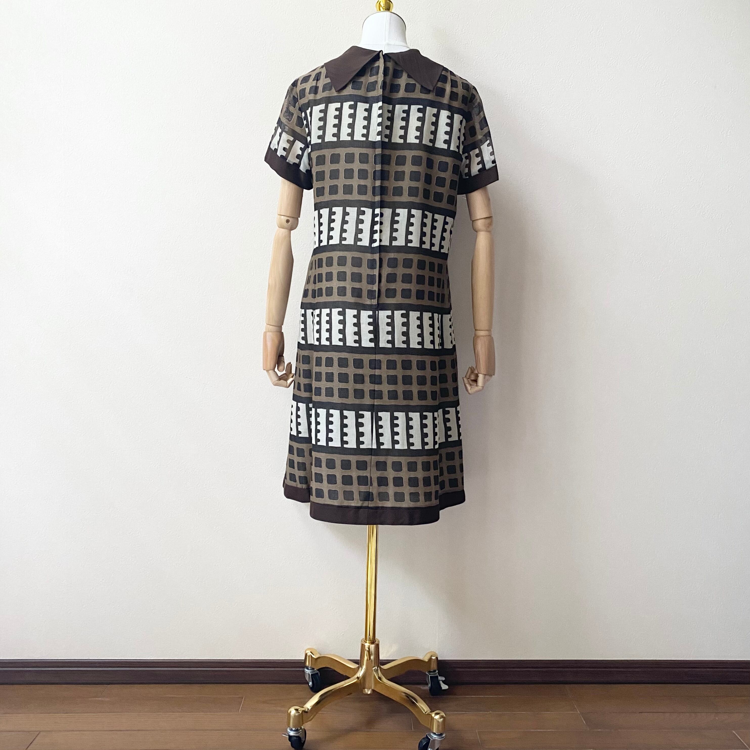 レディース 60年代 Usa製 ヴィンテージワンピース ボウタイワンピース アメリカ 古着 ブラウン 日本m L Roger S Ladies ロジャース レディース