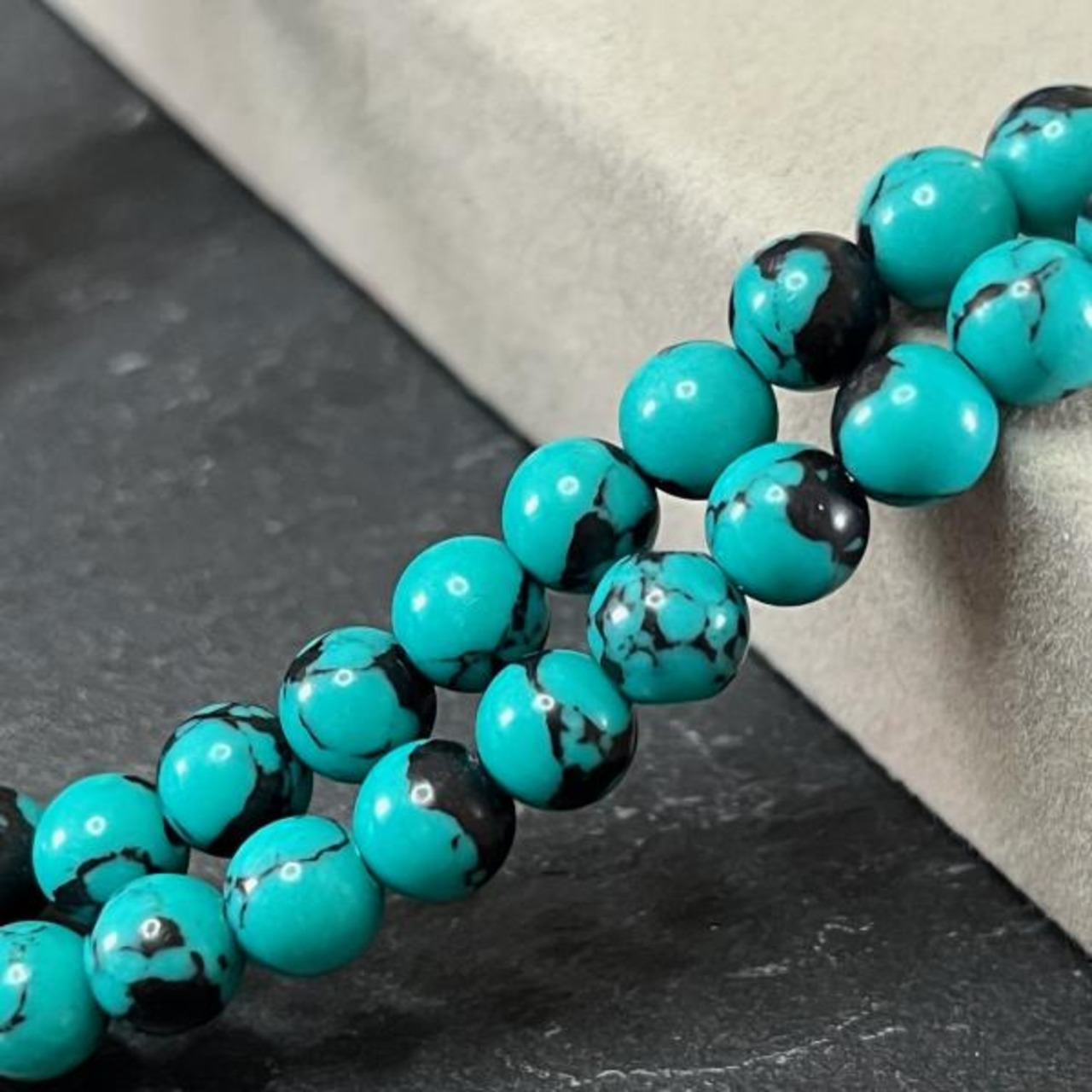【10個】合成ターコイズブグリーンビーズ/スペーサー/人工石/