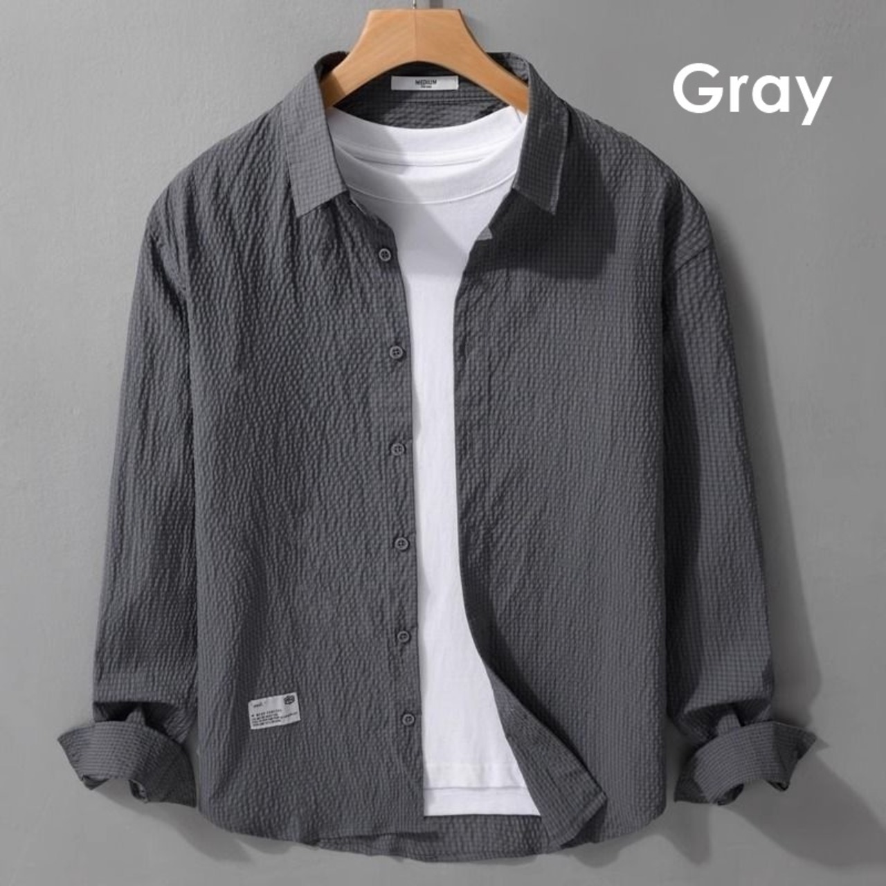 【M-3XL】Light Textured Long Sleeve Shirt / ライト テクスチャー 長袖 シャツ