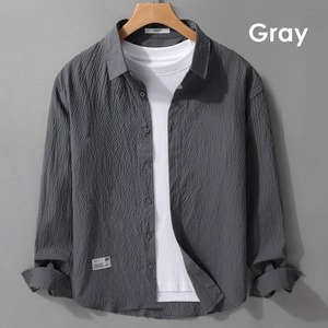 【M-3XL】Light Textured Long Sleeve Shirt / ライト テクスチャー 長袖 シャツ