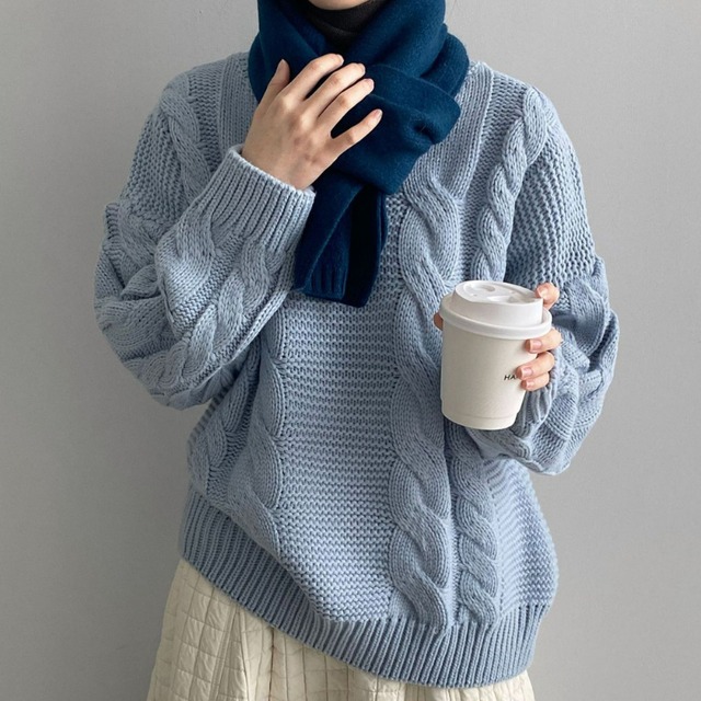 cable-knit chunky sweater　J00310