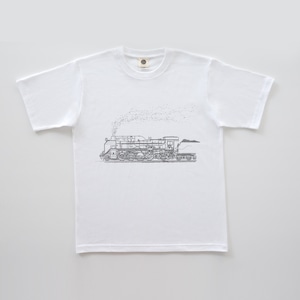 鉄道Tシャツ|D51 91 ナメクジ(White × Silver) ホワイト × シルバーラメ(キラキラ) 鉄道グッズ 白 銀 蒸気機関車 デゴイチ SL Steam locomotive T-shirt