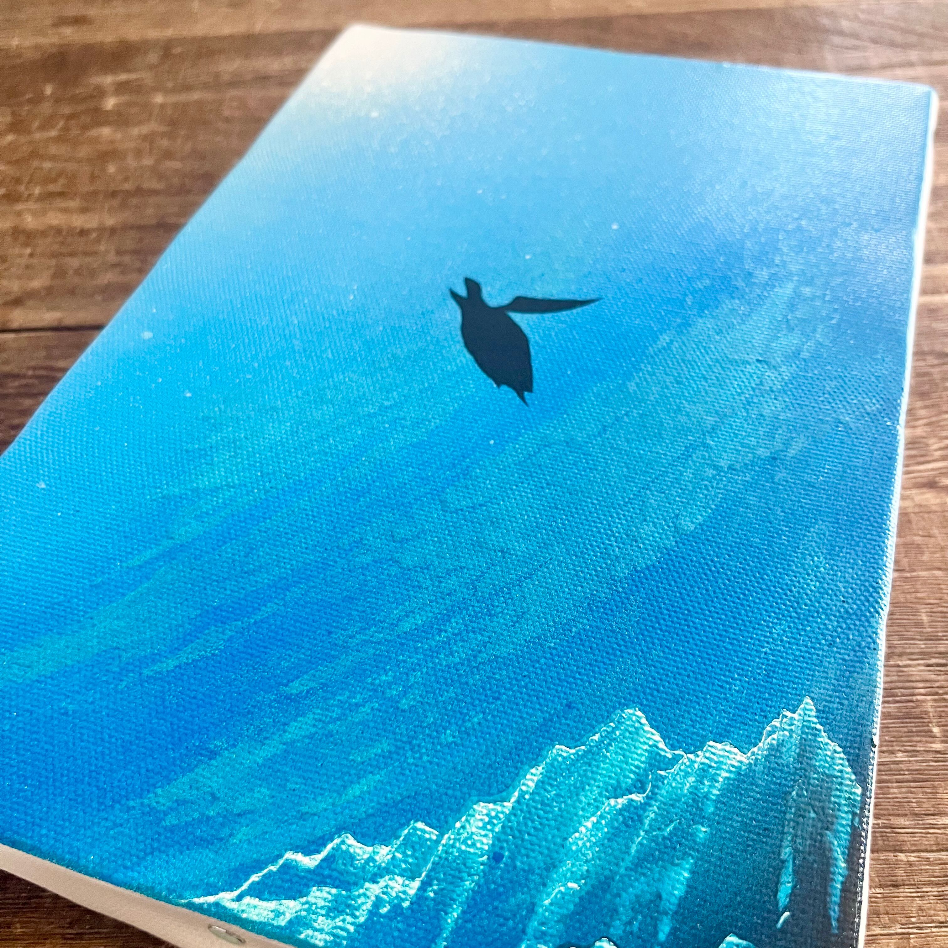 光の射す方へ」原画 海亀×海底×光 青 絵画 キャンバス 風景画 スプレー