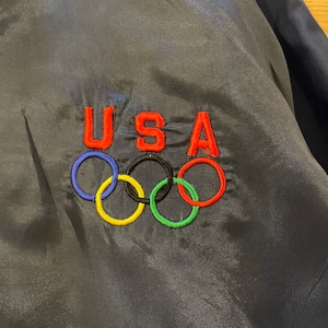 【US古着】USAオリンピック 五輪マーク 刺繍ロゴ ジャケット ワンポイント サイズM アメリカ古着