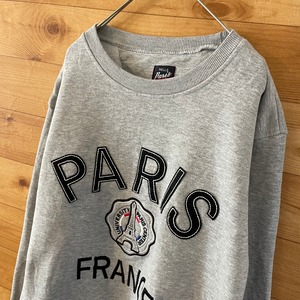 【HELLOPARIS】刺繍ロゴ フランス パリ エッフェル塔 スウェット Mサイズ アメリカ古着