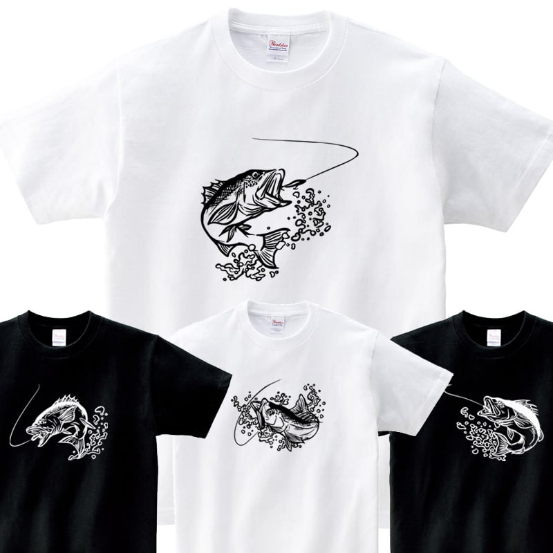 選べるデザイン シーバス釣り 線画 スズキ Tシャツ rf25 半袖・長袖 ルアーフィッシング 釣り好き 釣り人 誕生日 父の日 敬老の日 ギフト プレゼント