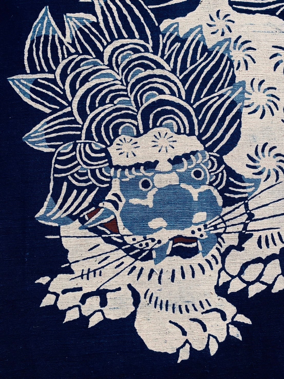 藍型染タペストリー【唐獅子】☆お届けまでに期間があります | 紺屋