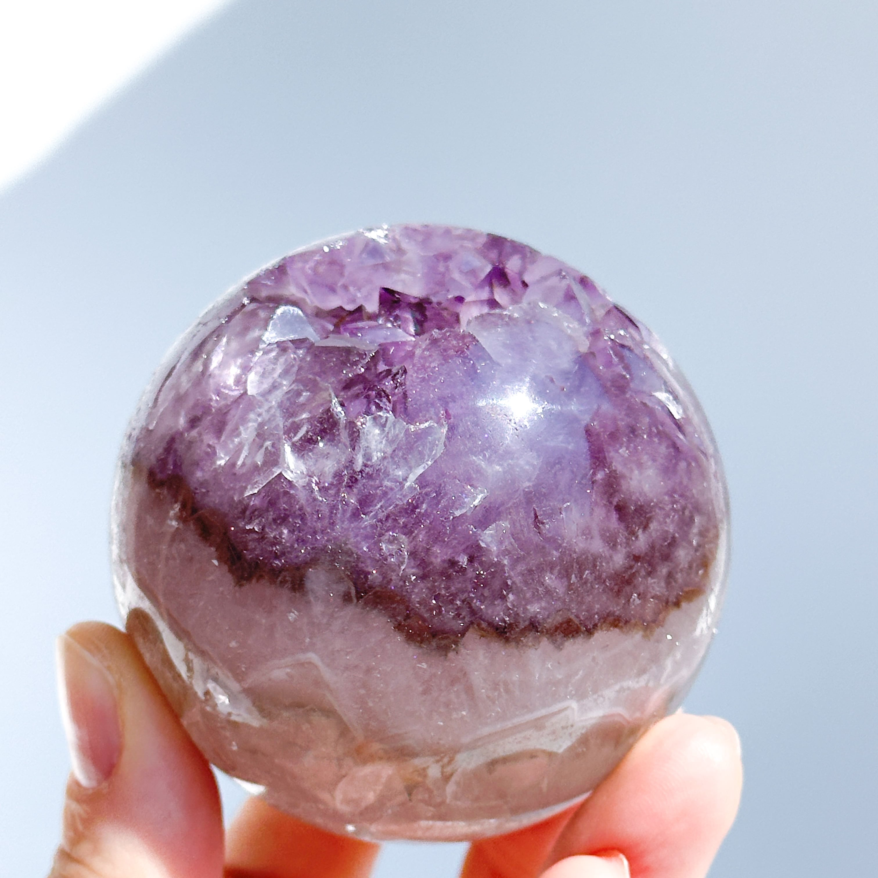 ウルグアイ産アゲート×アメジスト スフィア（丸玉）51◇Agate×Amethyst