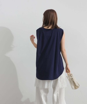 AE2972 ロゴフレンチスリーブプルオーバー navy