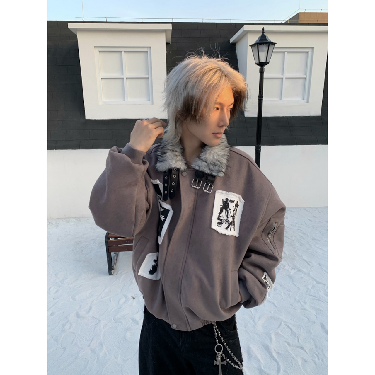 【暖かさUP】パッチファー中綿ジャケット T1999