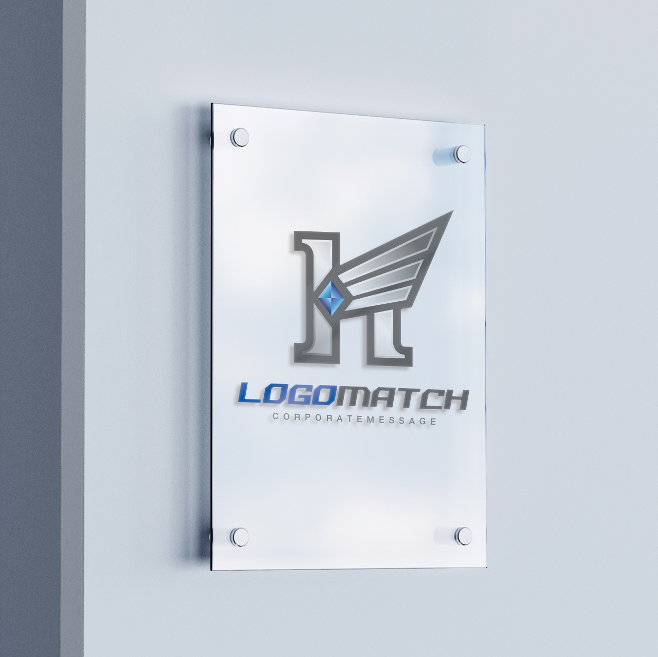 ダイナミックに飛翔するHのロゴ