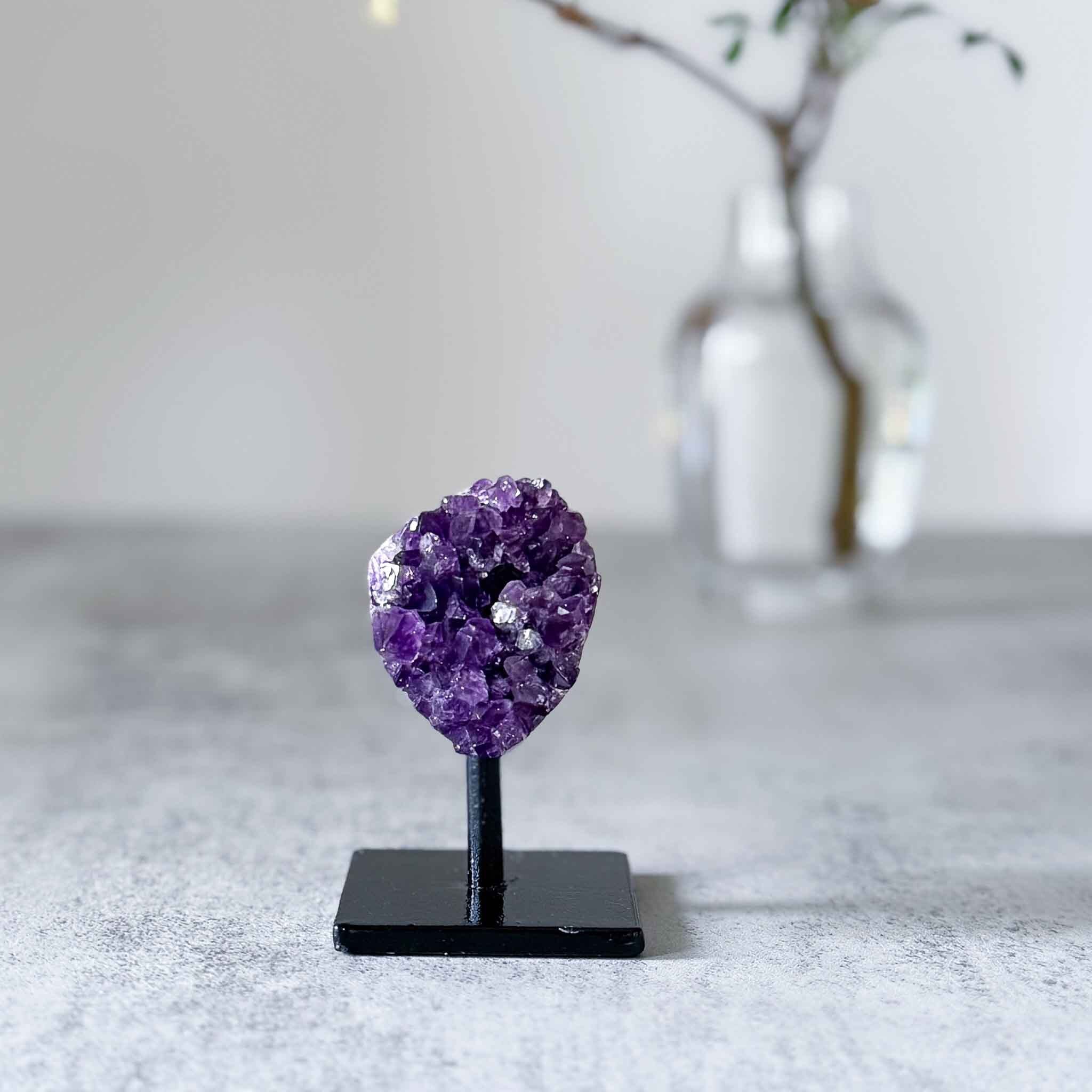 天然石　⭐︎アメジスト スタンド⭐︎ アメジスト スタンド付き 1654（ブラック）【送料無料】｜Amethyst on
