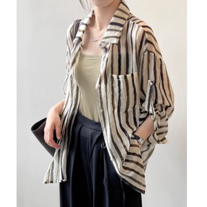 ドロップショルダーストライプシャツ 00708