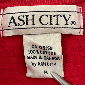 【ASHCITY】カナダ製 ワンポイント ハーフジップ スウェット トレーナー 刺繍ロゴ アメリカ古着