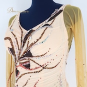 社交ダンス 衣装 スタンダード ドレス スタンダードドレス ワンピース フロート デモ 競技 ダンス パーティ 発表会 ピンク系 ゴールド系 HIROKO YAMAGUCHI ヒロコヤマグチ 落ち感 綺麗 高級感 上品 エレガント スカート2枚重ね 女性用 競技服 ワンピースドレス 上品デザイン ダンスファッション 発表会ドレス パーティードレス