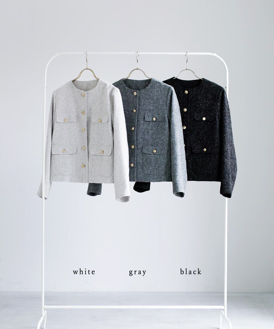未使用タグ付き N. エヌドット ツイード ジャケット ノーカラー フォーマル SALE 30％OFF】【 きちんと華やぐ 】 ミックスカラーツイード・ノー