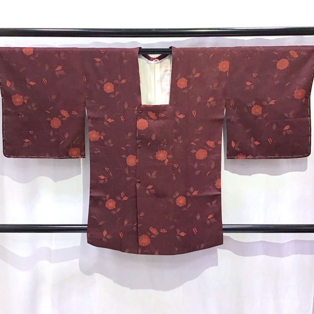 着物・道行コート・植物文様・赤紫系地・No.200701-1980・梱包サイズ60