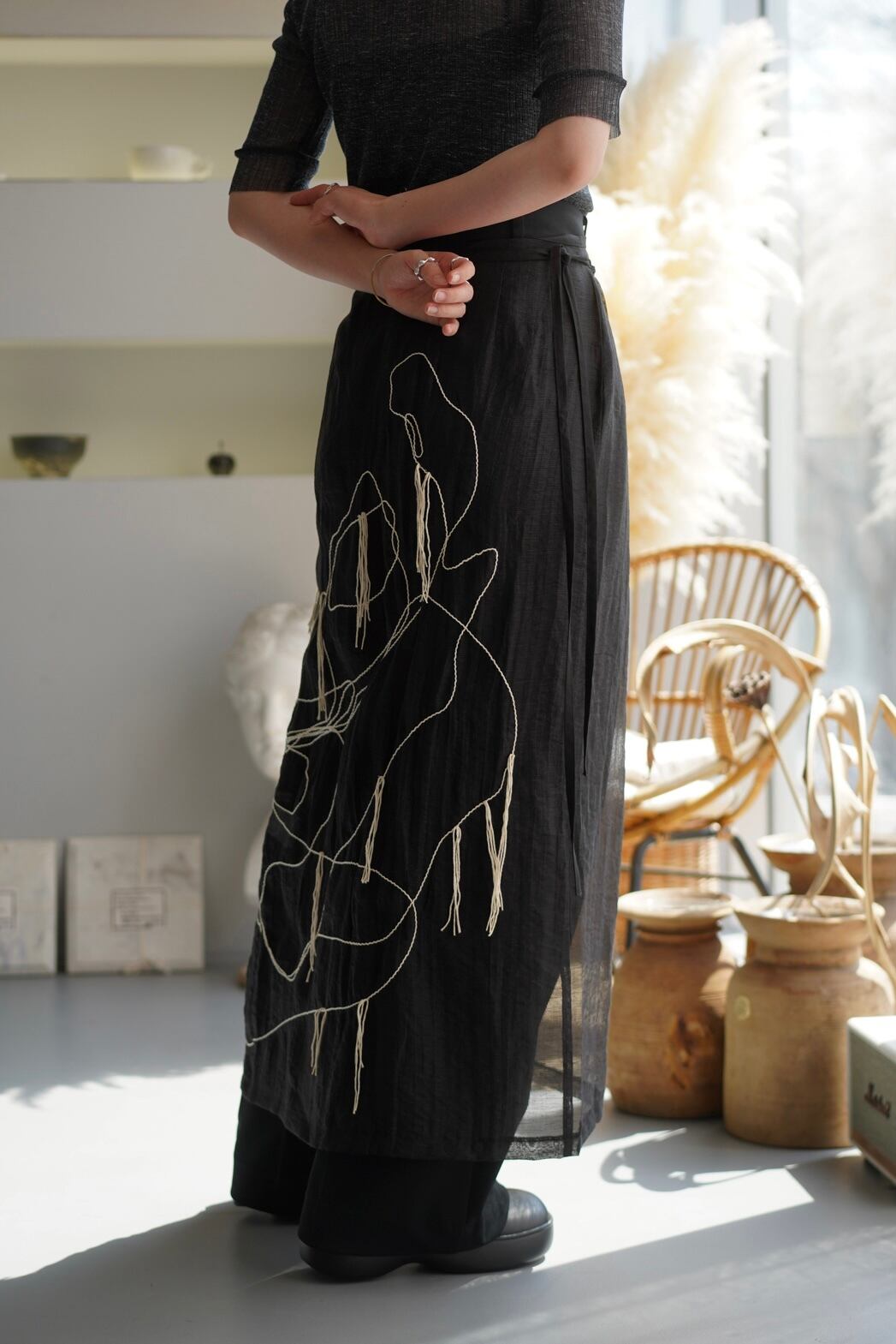 CREDONA ART EMBROIDERY WRAP SKIRT アートエンブロイダリーラップ  