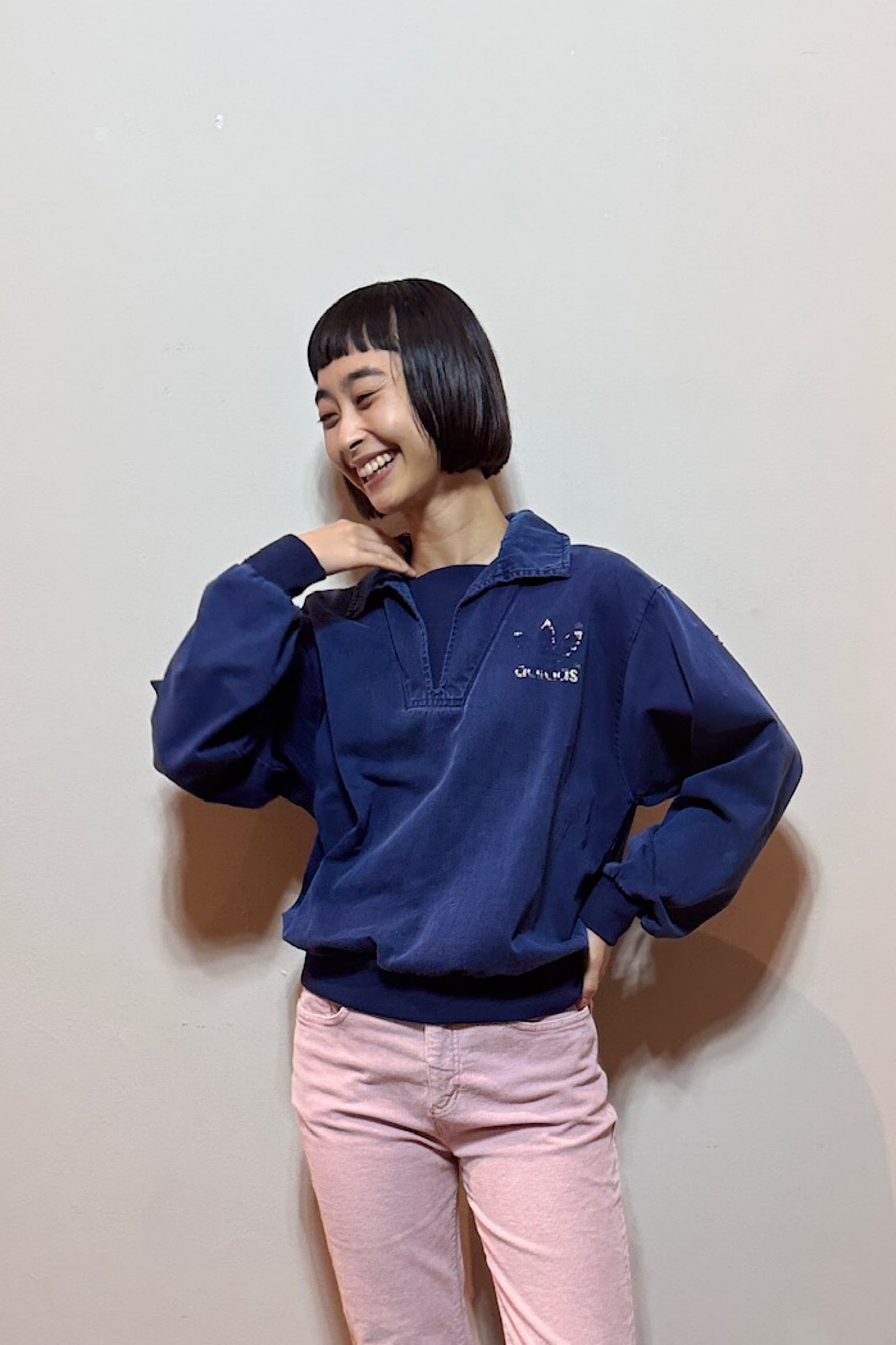 70年代 adidas ネイビープルオーバー