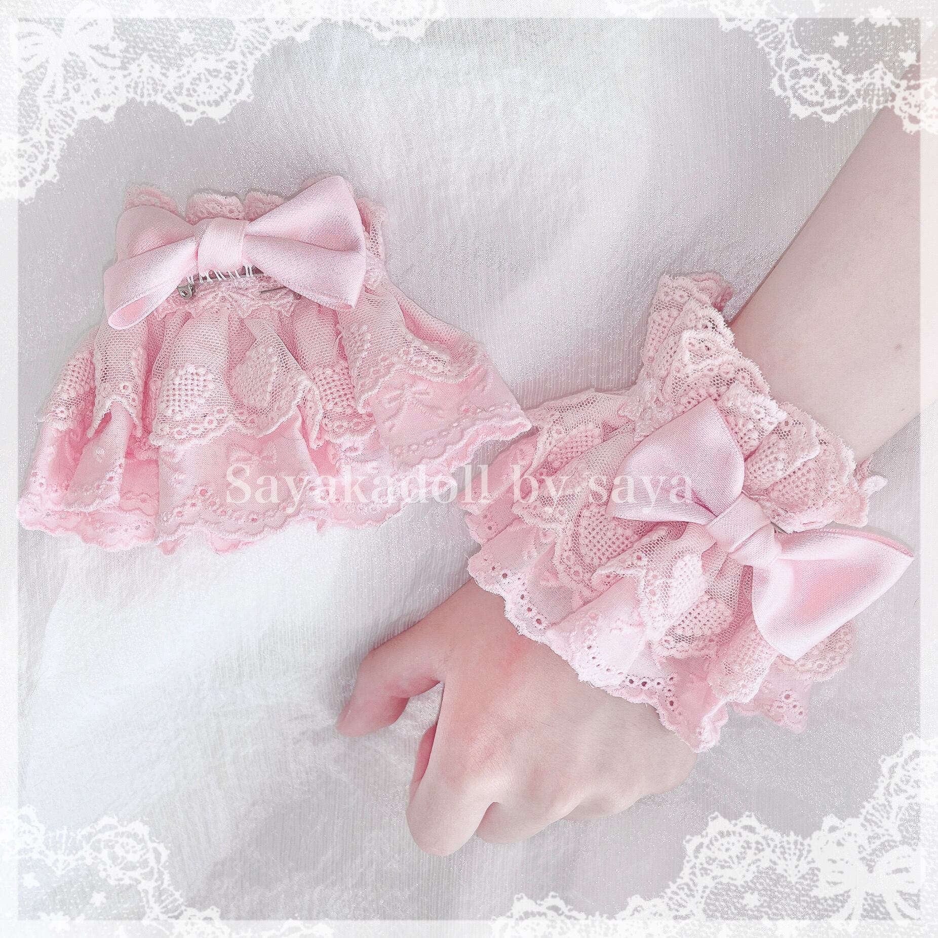 ♡ Candy チェック柄 フリルレースリボン お袖留め blue