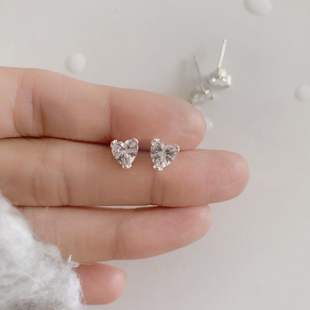 silver925 zirconia heart pierce / earring
