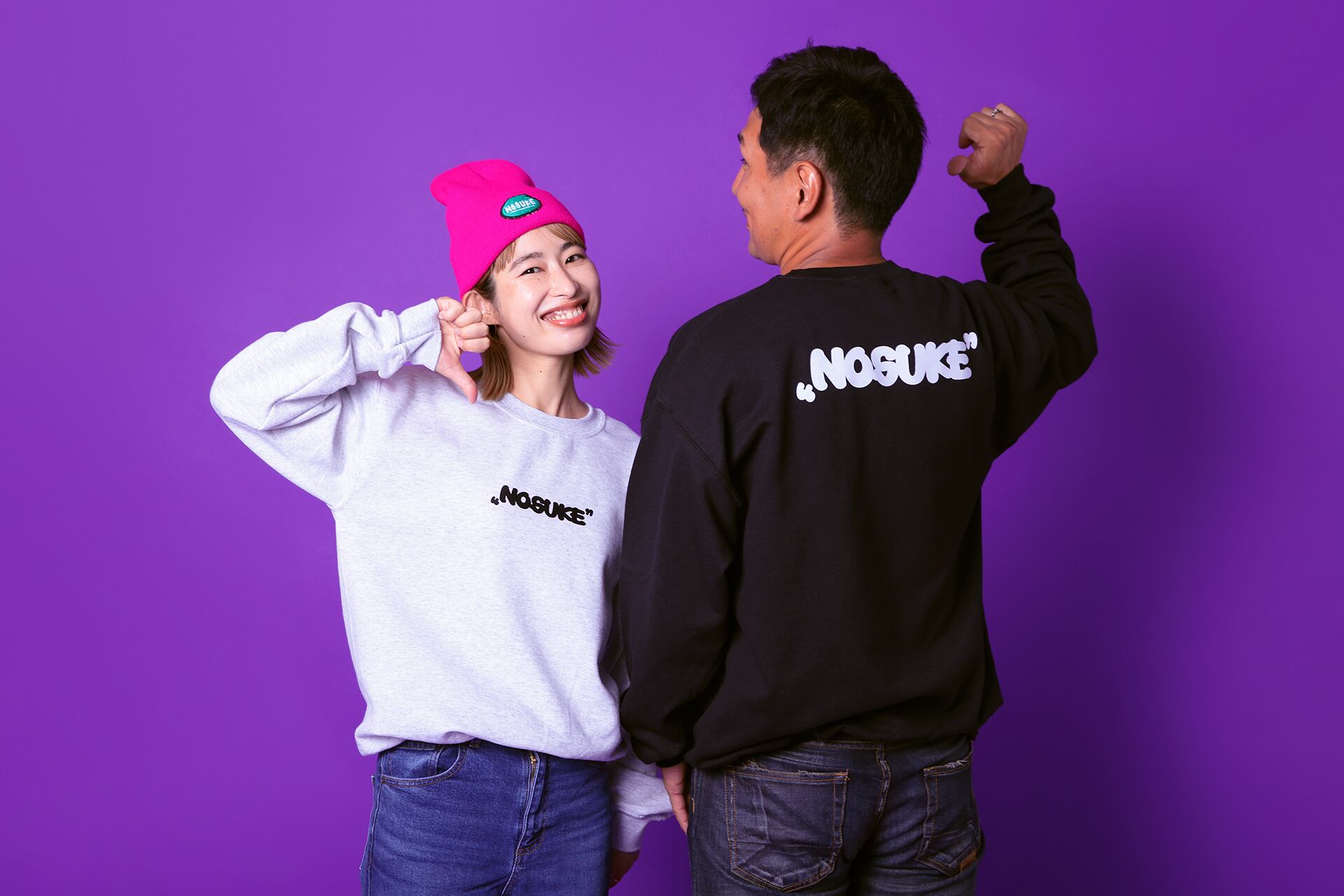 Adult】“NOSUKE” Logo Front/Back Print Sweatshirt | NOSUKE