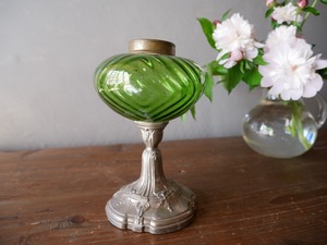 フランスアンティーク オイルランプ　リボンの装飾　デコ