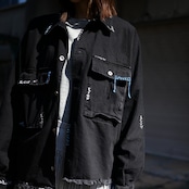 KUON / GANKO別注 Sashiko Kimono Sleeve Cutoff Denim shirt jacket レディースコーディネート