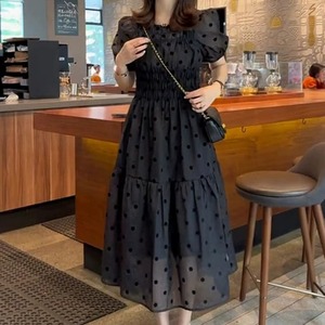 【M-4XL】オーガンジードットワンピース