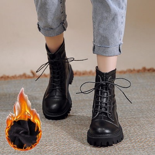 【3日以内出荷】超人気 ブーツ 厚底 レディース ローヒール ブーツ 5cmヒール 太ヒール レースアップ 滑り止め 黒 ブラウン