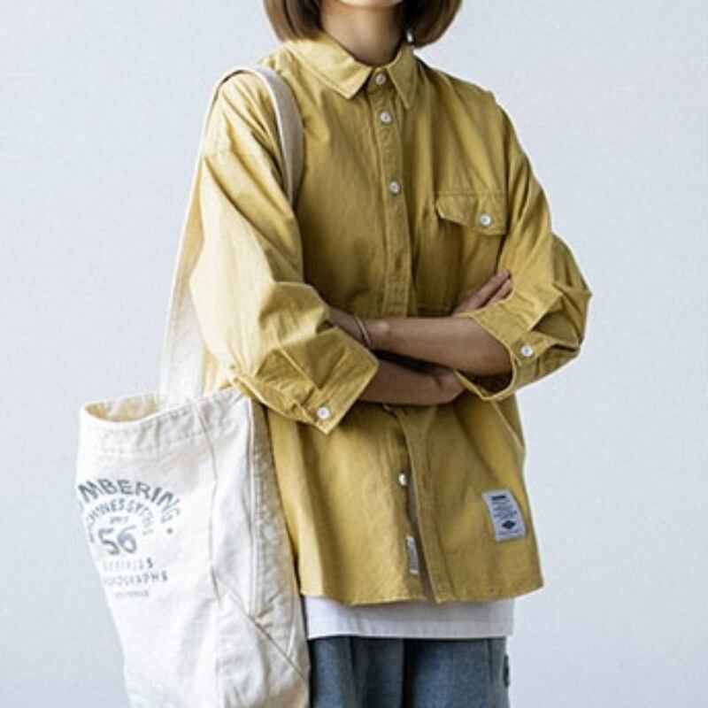 七分袖オーバーサイズ ボタンダウンシャツ K18016