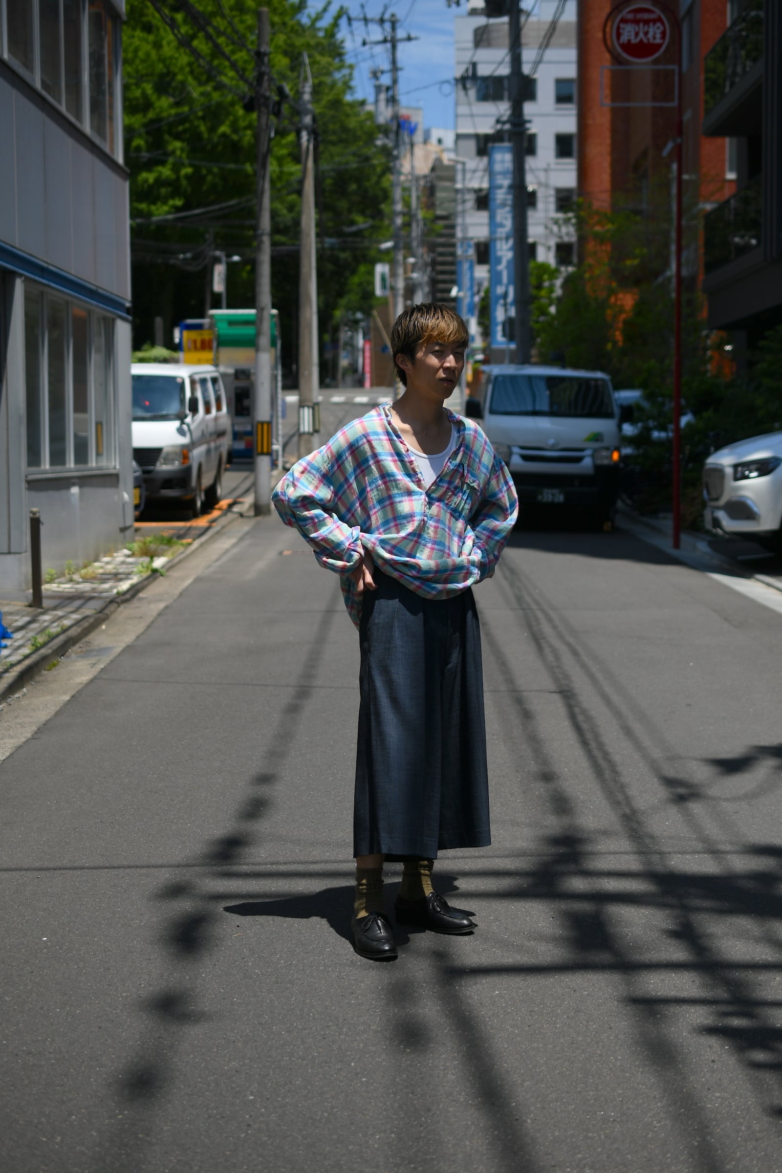 m's braque / CROPPED TUCKED BAGGY PANTS (NAVY) | nariwai